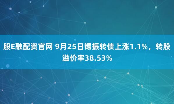 股E融配资官网 9月25日锡振转债上涨1.1%，转股溢价率38.53%