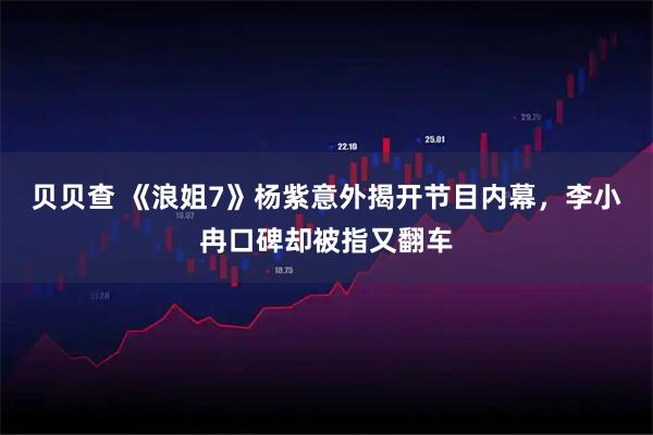 贝贝查 《浪姐7》杨紫意外揭开节目内幕，李小冉口碑却被指又翻车